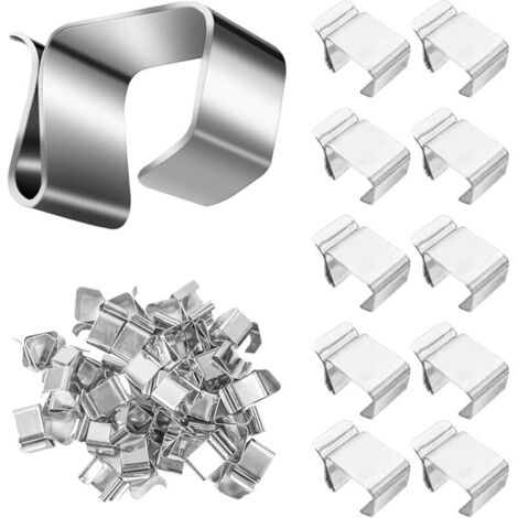KZQ 50 pezzi ganci per luci, ganci per grondaie esterne in acciaio al manganese, per luci universali interne ed esterne, argento (1/4)