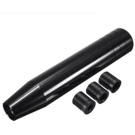 Pomello del cambio KZQ, pomello del cambio universale in lega di alluminio per auto, camion e corse, ricambio in metallo con 3 adattatori (8 mm/10 mm/12 mm), (13 cm, nero) (1/4)