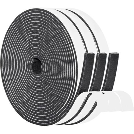 KZQ Guarnizione per porte, guarnizione per finestre, guarnizione antifreddo per porte d'ingresso, 3 rotoli da 15 mm (larghezza) x 5 mm (altezza) x 15 m (lunghezza), nero e bianco (5 m ciascuno) (1/4)