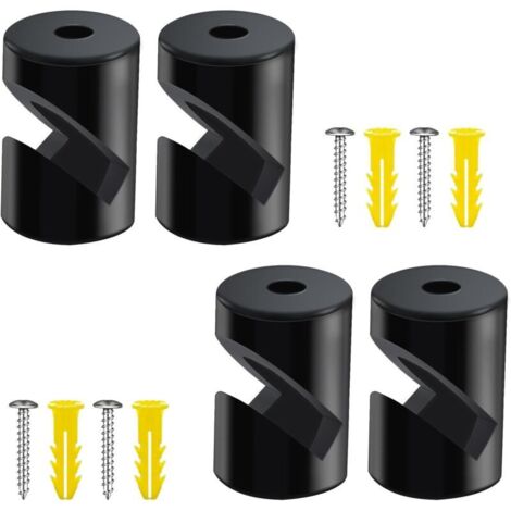 Supporto da parete e soffitto KZQ per cavi [confezione da 4, nero] Supporto da soffitto con viti e tasselli, supporto per cavi montato in superficie per i tuoi progetti fai da te (1/4)