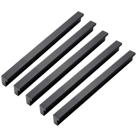 KZQ 10 Maniglie per ante di mobili in lega di alluminio moderne nere per cassetti di mobili, maniglie per cassetti, foro centrale 192 mm (1/4)