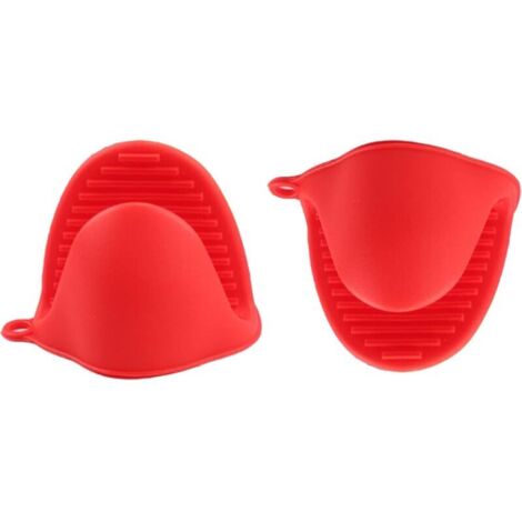 KZQ - Paia di presine da forno resistenti al calore, mini guanti da forno, presine con clip per cucinare e cuocere al forno (rosse) (1/3)