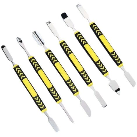 Set di 6 leve in metallo a doppia estremità KZQ per riparazioni elettroniche, per iPad, telefoni cellulari e computer. (1/4)