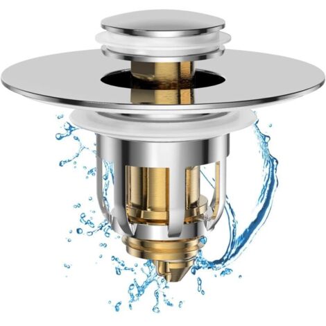Tappo Di Scarico Universale Artiwell Per Lavandino Bagno – In Ottone E Acciaio, Filtro Raccoglicapelli, Antiruggine
