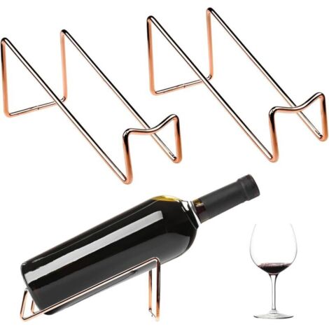 Portabottiglie da vino indipendente KZQ da 2 pezzi, elegante portabottiglie, piccolo portabottiglie in metallo, portabottiglie impilabile per accessori da bar per la casa, decorazione della cucina, id