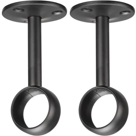 Staffe per aste per tende KZQ, staffa per montaggio a soffitto per armadio in acciaio inossidabile da 1,28 pollici, nere, confezione da 2