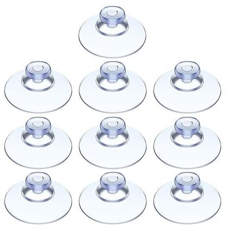 KZQ Confezione da 10 ventose, ventose per tavoli in vetro, mini ventose, ventose trasparenti, piccole ventose, per varie superfici lisce, vetro, piastrelle, bagno, cucina, PVC, senza gancio (20 mm) (1/4)