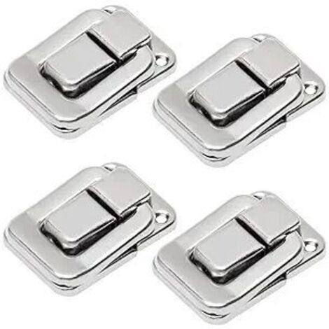 KZQ Hasps (48 mm x 33 mm), 4 pezzi, ganci in ferro – per armadi, scatole, valigie, argento