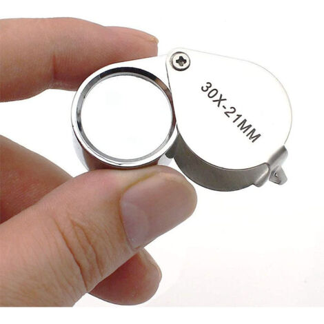 Lente d'ingrandimento da gioielliere KZQ - Lente d'ingrandimento 30 x 21 mm per gioielli antichi - Lente d'ingrandimento tascabile 30x - Lente pieghevole