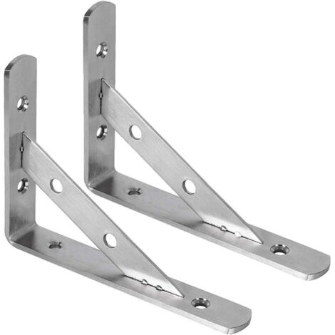 Staffe per mensole da parete in acciaio inossidabile per impieghi gravosi KZQ, confezione da 2, mensole galleggianti, staffe triangolari a 90 gradi, supporto per mensole da parete ad angolo retto (1/4)