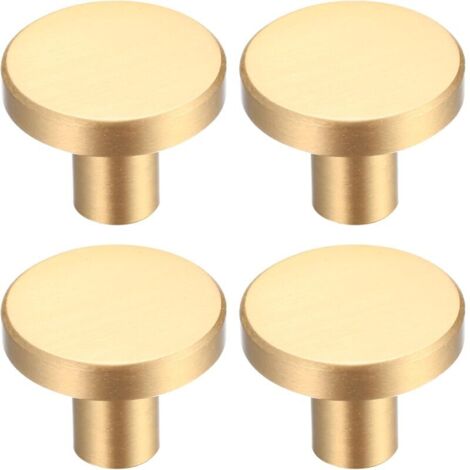 Maniglia per porta rotonda in ottone massiccio KZQ, maniglia per mobili, maniglia per cassetti, maniglia per armadi, maniglia per cassettiera, maniglia per cucina, foro singolo, oro - 4 pezzi (32 x 20