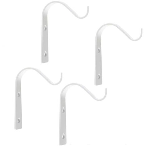 KZQ Confezione di ganci da parete per piante sospese, ganci in metallo per appendere in giardino, ganci da parete neri per esterni, interni, giardino, cesti sospesi (bianco) (1/4)