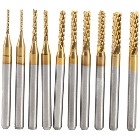 KZQ 10 pezzi punte per incisione fresa in carburo utensili per intaglio e foratura fresa terminata 0,8-3,17 mm
