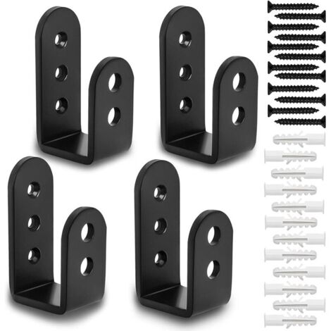 KZQ x 4 staffe per barricate per porte, staffa a U per barra aperta per serrature per porte rinforzate, staffa di sicurezza per impieghi gravosi per casa, fienile, capannone, garage, porta (set da 4) (1/4)