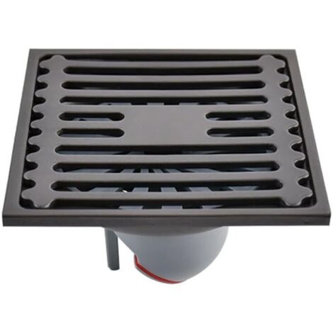 Scarico a pavimento per esterni KZQ, scarico doccia quadrato in acciaio inox per bagno, sifone antiodore, scarico a pavimento con coperchio filtro rimovibile, 10 x 10 cm