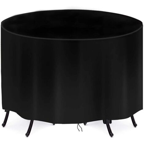 KZQ Copertura impermeabile per tavolo da giardino rotondo, copertura per mobili da giardino in tessuto Oxford resistente, set tavolo e sedie, coperture per tavolo rotondo da giardino, set da pranzo, n (1/4)