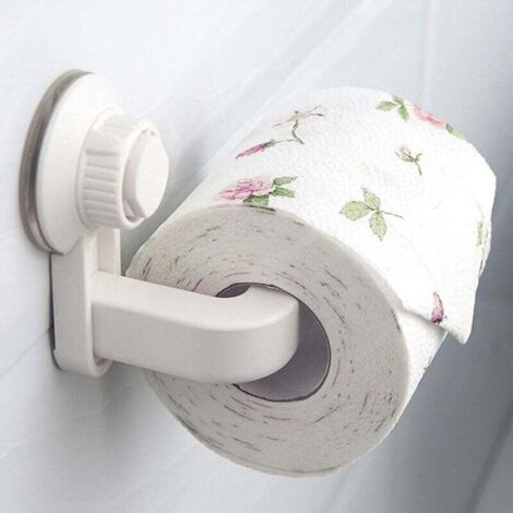KZQ Porta carta igienica a ventosa da parete senza fori, presa forte per bagno e cucina, bianco (1/4)