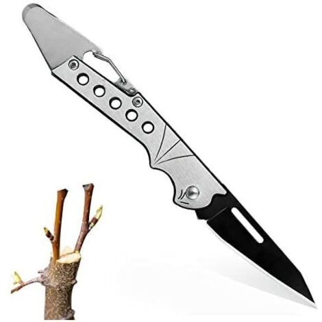 Coltello da potatura pieghevole KZQ 2,3 x 19 cm, coltello da innesto e taglio, coltello da innesto professionale, coltello da giardino pieghevole, coltello da innesto da giardino, coltello tascabile (1/4)