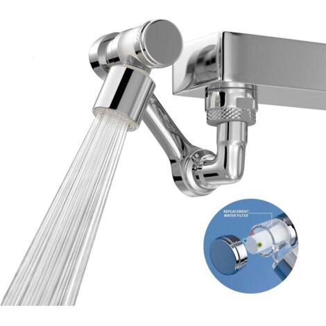 Estensione per rubinetto KZQ con filtro - Estensione per rubinetto da 1440 gradi con elemento filtrante - Rubinetto girevole (platino) (1/4)
