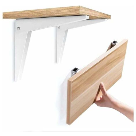 KZQ Piece Staffa da parete pieghevole, Staffa per mensola, Supporti per mensole, Staffa pieghevole in metallo, Staffa per garage, Mensola per console pieghevole fai da te, Bianco, 8"/200 mm (1/3)