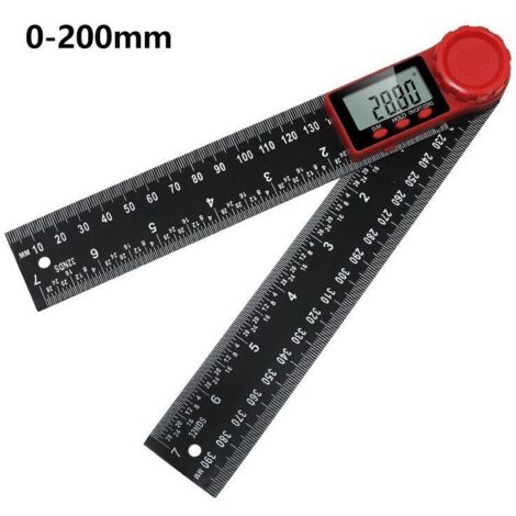 Goniometro digitale KZQ - Display LCD da 200 mm, strumento di misurazione dell'angolo 0-360°, righello angolare per lavori di falegnameria, edilizia e riparazione