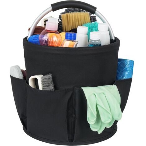 Cestino per la pulizia KZQ con manico, organizer per la pulizia multitasche, grande borsa per la pulizia, facile da pulire e trasportare, organizer per prodotti per la pulizia (1/4)