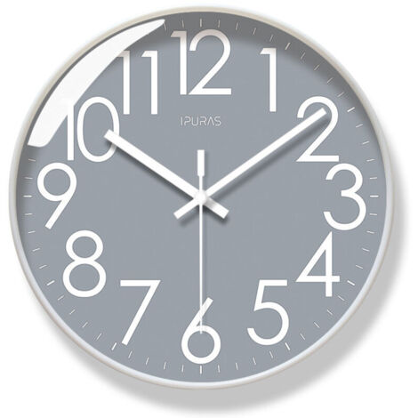 Orologio da parete silenzioso KZQ, design moderno radiocontrollato, orologio da cucina vintage, diametro 30 cm, grande orologio digitale per soggiorno (grigio scuro)