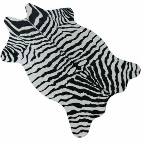 Tappeto in velluto similpelle con stampa zebra/mucca/capra - Arredamento naturale per la casa - 110x75 cm (1/4)