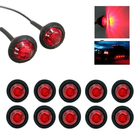 Luci di posizione laterali a LED da 3/4 di pollice, 10 pezzi ambra + 10 pezzi rossi, per rimorchi, camion, camper, auto, autobus, furgoni (confezione da 20) (1/4)