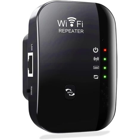 Amplificatore Wi-Fi, amplificatore di segnale, ripetitore di rete wireless, amplificatore a lungo raggio con porta Ethernet, configurazione One-Touch, velocità fino a 300 Mbps (nero) (1/4)
