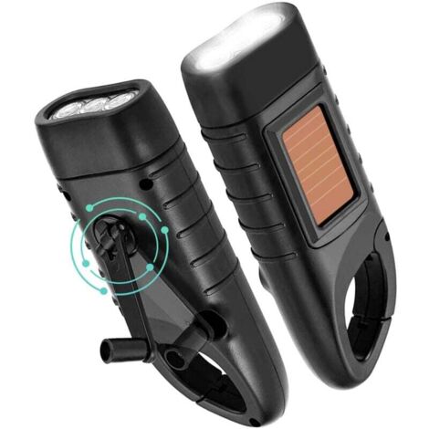 Lampe De Camping LED Dynamo - Lanterne D'urgence étanche - Noir/Argent (30 Lumens)