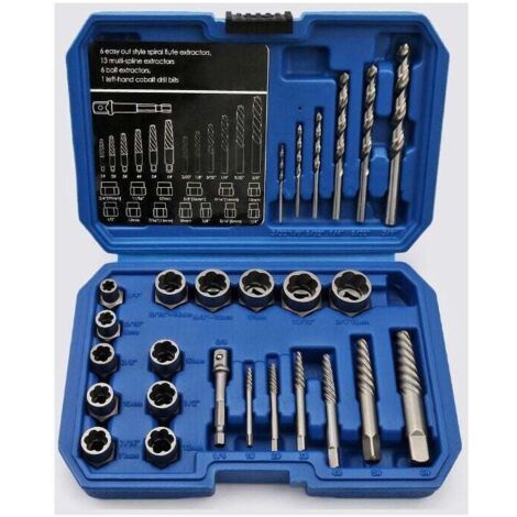 Vtizikl 26pcs douille extracteurs de boulons antivol, extracteur d'ecrou endommagés Cr-Mo Matériau 8-19mm (1/4)