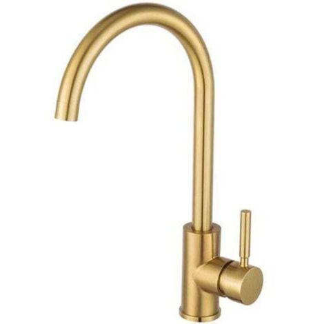 Mélangeur de cuisine Robinet doré en acier inoxydable Eau froide et chaude Robinet rotatif à 360 degrés (Tuyau non inclus) (1/5)