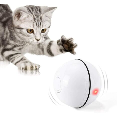 Jouets pour chat, boule de jouet avec lumière LED, rotation automatique à 360 degrés et chargement USB Jouets interactifs pour chat pour chatons de chien de compagnie (Blanc) (1/5)