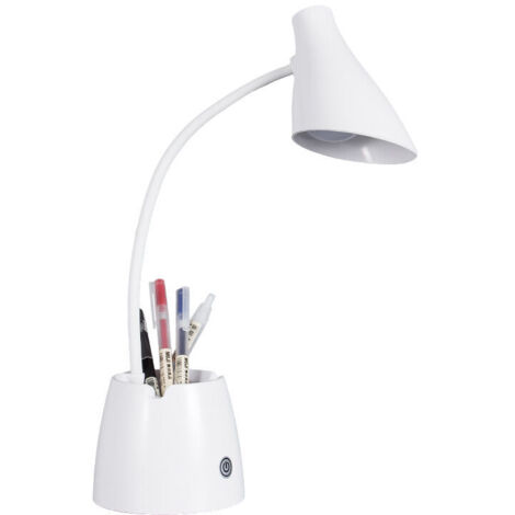 Lampe de Bureau, Lampe de Bureau Led Dimmable avec 3 Modes d'éclairage, 2000mAh Rechargeable Lampe Bureau Enfant avec Porte-stylo et Support Téléphone, Protection des Yeux et Col de Cygne Flexible