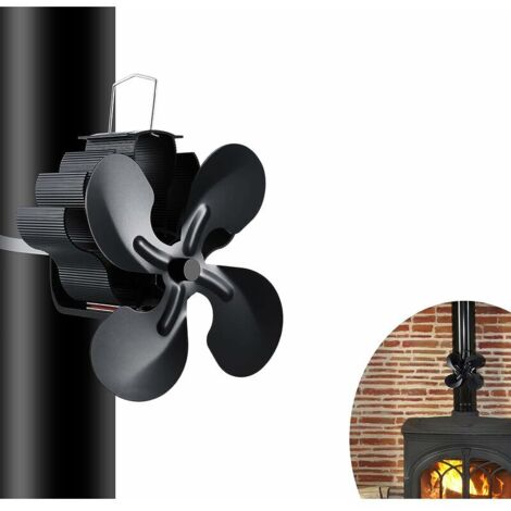 Ventilateur de Poele a Bois,4 Lames Alimenté à la Chaleur Ventilateur Cheminee,pour Poêle à Bois/Cheminée/Gaz/Granulés/Bûches (1/5)