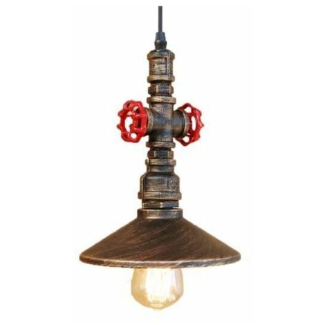 Rétro Suspension Lustre Industrielle Lampe de Plafond de Tuyau d'eau (1/4)