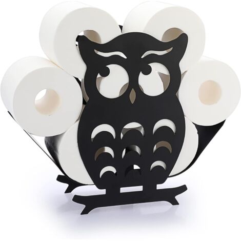 Support de Rouleau de Papier Toilette Porte-Papier en métal Stockage de Papier en Forme de Hibou pour Salle de Bain (Noir) (1/5)