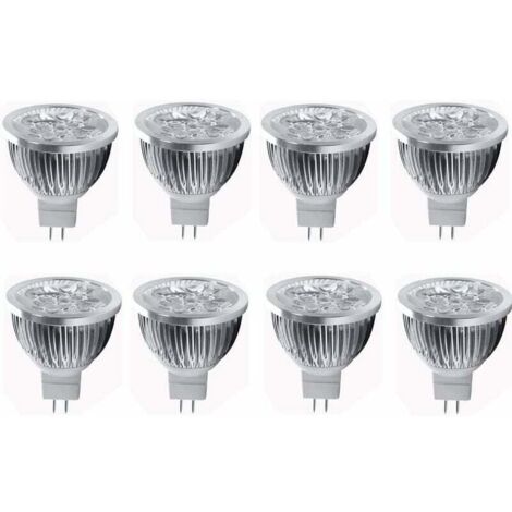 Ampoule LED MR16 4W 12V Spot LED 4W, adapté aux éclairages paysagers, culot MR16 GU5.3, 12V, 4W (équivalent halogène 35W), blanc chaud 3000K, 8 packs