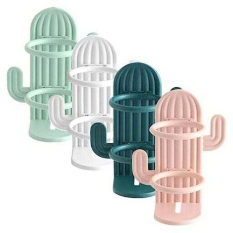 Vtizikl 3.9x9.8cm 4 Pièces Support Mural Porte-Brosse À Dents Mignon Cactus Brosse À Dents Stand Dessin Animé Rasoir Drainant Organisateur Rack Électronique Porte-Brosse À Dents pour Mur Salle De (1/4)