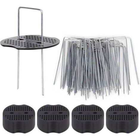 Vtizikl 50 Piquets De Jardin Ave Rondelles, Piquets De Fixation en Acier Galvanisé pour Baches Agraphes De Fixation De Toile De Paillage Piquets Galvanisé (1/4)
