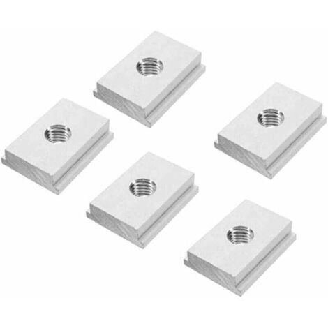Vtizikl Ecrous Coulissants M8 T-Piste 5 Pièces Ecrou à Rainure En Alliage D'Aluminium Pour Outil De Menuiserie Fixation à Fente Pour Vis T-Slot Nut Européenne en Acier au Carbone Argent (1/4)
