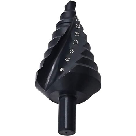 Vtizikl HSS Forets étagés 10-45mm Flûte à Spirale, Poignée Triangle Foret à Queue pagode en Nitrile avec Foret pour Acier Noir (1/5)