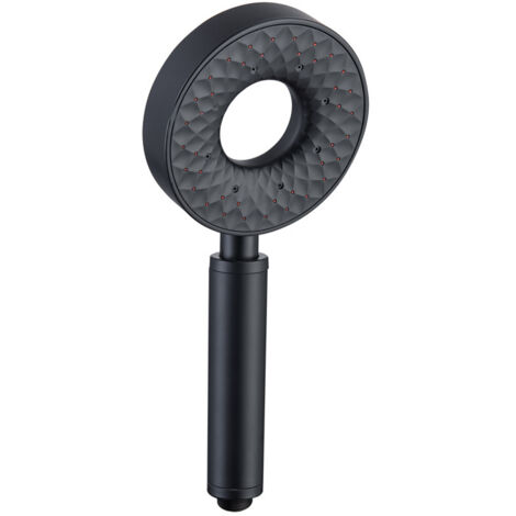 Vtizikl Pommeau de Douche Anti Calcaire Douchette à Main Haute Pression 3 Fonction Pomme de Douche à Main Economie Deau Tête, ABS, Rond,Noir (1/5)