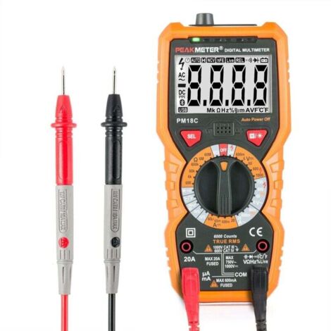Vtizikl Multimètre numérique PM18C AC/DC, testeur électrique numérique automatique, voltmètre, ampèremètre, ohmmètre, détecteur de tension avec écran rétroéclairé