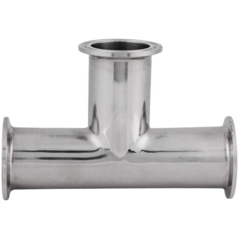 Vtizikl 1 raccord en T standard en acier inoxydable à 3 voies Φ38 x 1,5 pour raccords sanitaires (1/4)