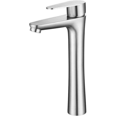 Vtizikl Robinet mitigeur de lavabo à arc élevé en acier inoxydable 304, robinet de lavabo (couleur brossée) (1/4)