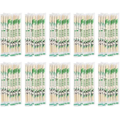 Vtizikl Ustensiles de base, Baguettes jetables rondes en bambou, paires de baguettes, jetables, en bambou, emballées individuellement, 19,5 x 0,5 cm, Lot de 100 (1/4)