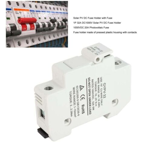 DeWin Porte-Fusible Solaire PV 1P 32A DC 1000V – Lot 4 Porte-Fusible Rail DIN 10x38 Mm Avec Voyant LED, Protection Photovoltaïque