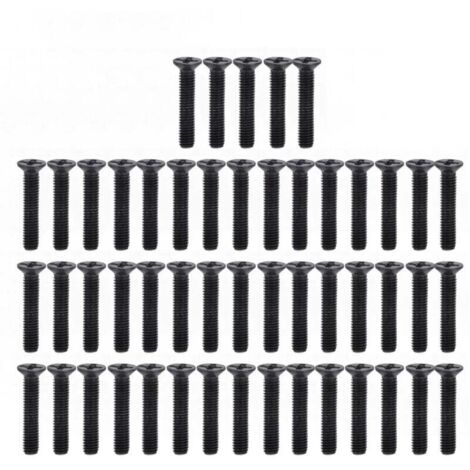 Vtizikl 50 Pièces M3 Vis à Tête Fraisée DIN 965 Kit D'assortiment de Vis à Tête Fraisée Galvanisé Noir(M316) (1/4)